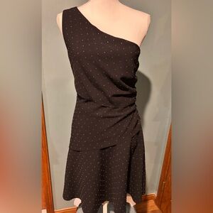 Kobi Halperin Black One Shoulder studded Willow Dress